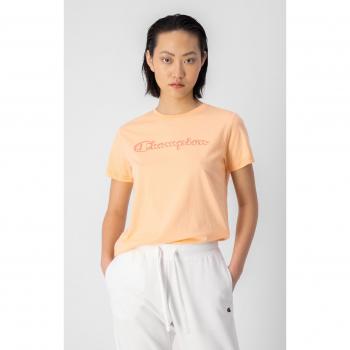 Camiseta de Mujer Champion Naranja con Logo en Contraste, Modelo 116193, Cuello Redondo