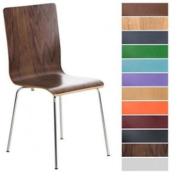 Silla de visita Pepe Nogal Ergonométrica con Asiento de Madera y Estructura Metálica Estable