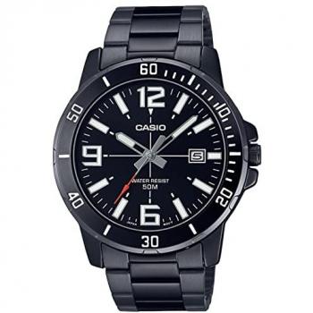 Casio Men's Black Metal Strap Watch with Black Dial (MTP-VD01B-1BVUDF)