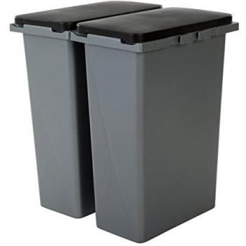 Iris Ohyama RP-3 Botes de Basura Doble para Recogida selectiva, Gris/Negro, 2 x 45L