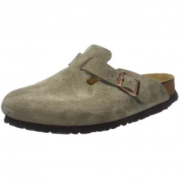 Birkenstock Boston Soft Footbed Suede Mules - Narrow Fit - Taupe Beige - Kids Size 35
