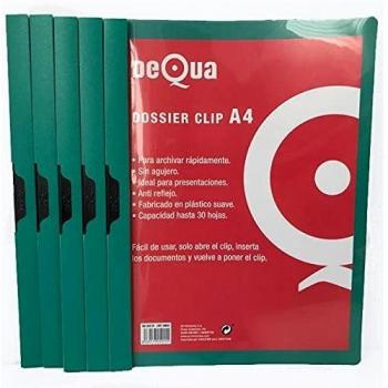 Dossier con clip Dequa Capacidad 30h. A4 Pack 5u. Verde