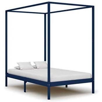 Estructura de cama con dosel de madera maciza de pino gris 120x200 cm