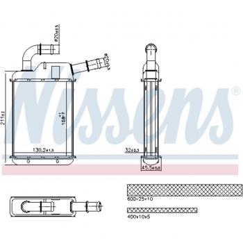 Intercambiador de calor NISSENS 707279 para calefacción interior
