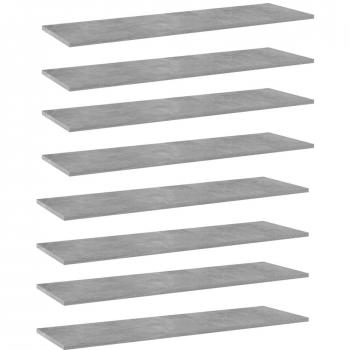 vidaXL Concrete Gray Engineered Wood Bookshelf Boards - Set of 8 (100x30x1.5 cm)