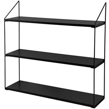 Estante 3 baldas metal negro 60x15x54 cm