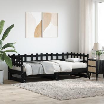 Sofá cama extraíble negro 2x(80x200) cm madera maciza de pino Vidaxl