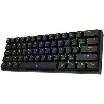Redragon K630 Dragonborn 60% Wired RGB Hot-Swappable Mechanical Gaming Keyboard with Tactile Blue Switches, 61 Keys Compact Design