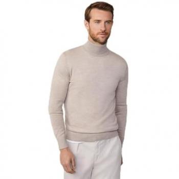 Jersey de Cuello Alto de Merino y Seda para Hombre Hackett Color Beige XL