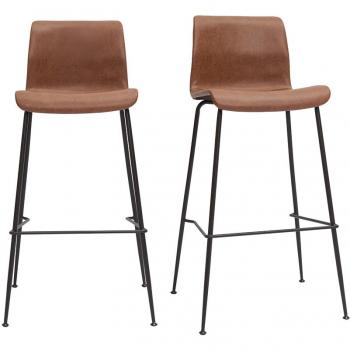Set de 2 taburetes de cocina fijos marrón envejecido y metal negro 75 cm HAROLD