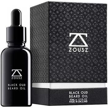 ZOUSZ Aceite para Barba - Cuidado con Oud Negro y Madera con Aceites Naturales de Aguacate y Argán - Suavizante e Hidratante para el Cabello Facial No Graso - Regalo Vegano para Hombres - 30mL
