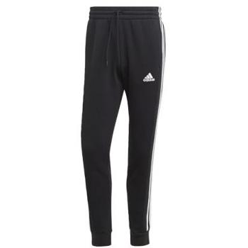 Pantalón largo adidas Essentials Fleece 3 Rayas Puño Tapered Hombre Negro/Blanco XXS