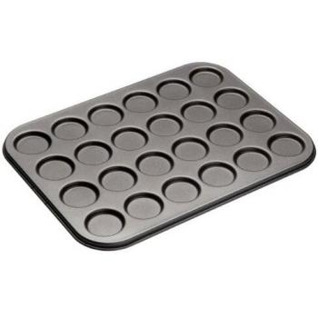MasterClass KCMCHB82 Macaron Baking Tray/Whoopie Pie Tin with PFOA Non Stick, 24 Holes, Robust 1 mm Carbon Steel, 35 x 27 cm, Grey