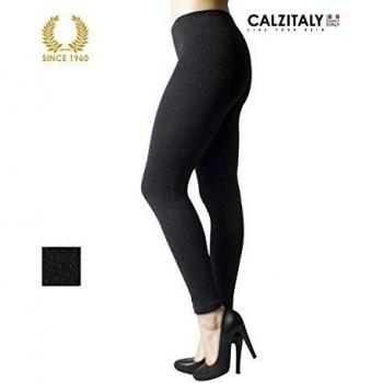 LEGGINGS CON GLITTER | PANTALONES CON BRILLOS PLATEADOS | MALLAS NEGRAS | S, M, L | CALCETERÍA ITALIANA |