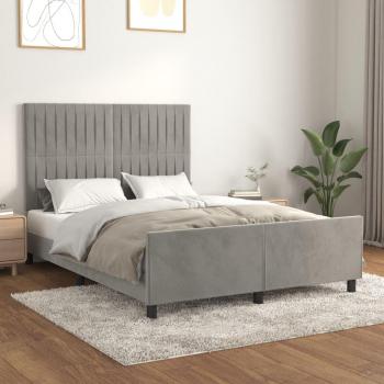 Cama de sol sin colchón gris claro 140x190 cm terciopelo con estructura y cabecero