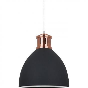 Lámpara colgante industrial y retro Lola Graphite, cobre rojo de Italux - 1 luz con pantalla de grafito, casquillo E27