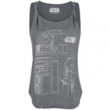 Star Wars Episode 8 - Die letzten Jedi - R2D2 Line Sketch Top Mujer Gris/Melé S