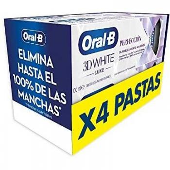 Oral-B 3DWhite Luxe Perfección Pasta de Dientes Blanqueante, Pack de 4, enviado en un cartón reciclado, Dientes más blancos y Aliento fresco