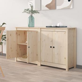 Aparador de Madera Maciza de Pino 2 uds 70x35x80 cm, Mueble de Almacenaje para Salón con Puertas y Cajón, Buffet Moderno, Armario Auxiliar y de Almacen