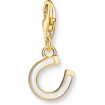 Thomas Sabo Charm Club Horseshoe Charm - White Enamel Gold Plated, Sterling Silver, Female