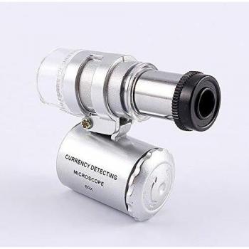 Lupa para joyería - Mini 60X Microscopio de bolsillo Lupa para lupa Cristal Lupa LED Luz UV