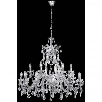 Araña sin pantallas Marie Therese Crystal Chrome 18 bombillas 94cm