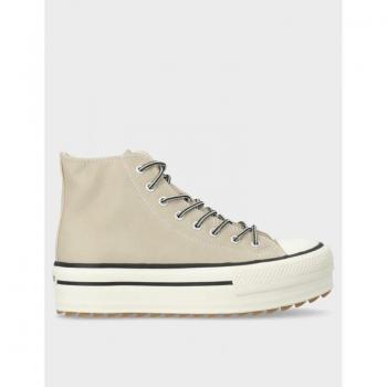 Victoria 1061123 Zapatillas Altas Abotinadas de Mujer Beige con Logo Retro y Suela Dentada Talla 38