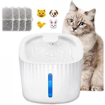 Fuente para Gatos, Arespark Fuente Gatos 3 litros, Bebedero Gatos Ultra Silenciosa, con Luz LED Fuente Agua Gatos, con Filtro De Carbón Activado y Bomba De Agua