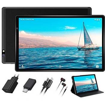 2022 FACETEL Tablet 10 Pulgadas Android 11 Tablet Octa-Core 1.6 GHz 4GB + 64GB extendida 128GB, 5G+2.4G WiFi | Cámaras Duales | Bluetooth | 8000mAh | Hotspot Móvil | IPS | WiFi - Negro