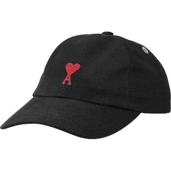Ami Paris Embroidered Logo Cotton Cap - Black - Unisex - Size: One Size