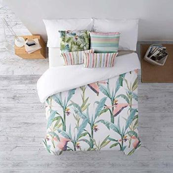 DECOLORES - Funda nórdica de algodón percal de 175 Hilos - Cama de 180 x 190/200 cm | Katmandu - Flamencos