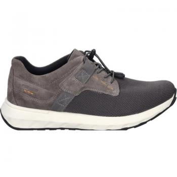 Cómoda Blucher hombre CAMERON-04 de Josef Seibel, suave nubuck y tejido elástico gris, cordones elásticos, diseño interior ancho, planta anatómica móvil en piel, altura tacón bajo (1-3 cm
