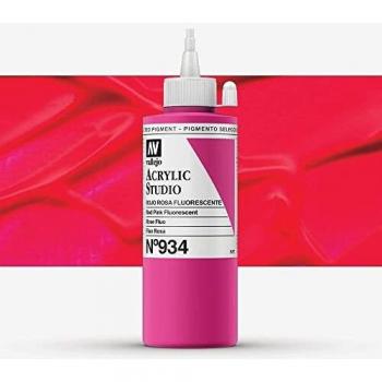 VALLEJO ACRYLIC STUDIO, PINTURA ACRÍLICA, 200ML, ROJO ROSA FLUO, Nº 934