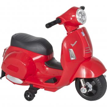 HOMCOM Moto Eléctrica Infantil para Niños de 18-36 Meses Estilo Vespa con Faros, Bocina, 4 Ruedas de Apoyo, Motocicleta con Licencia Diseño