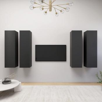 Mueble para TV 4 piezas gris 30,5x30x110 cm madera multicapa