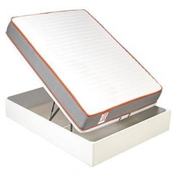 Pack colchón sostenible muelle ensacado visco y canapé abatible blanco gran capacidad I Entrega, montaje en domicilio y retirada usado incluida I Funk 150x190 I Gris I 3 años garantía