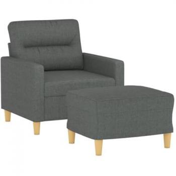 Sillón con taburete tela gris oscuro 60 cm vidaXL