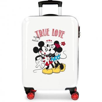 Disney Mickey y Minnie True Love Maleta de Cabina Rígida 38x55 cm con Capacidad de 34L en Color Blanco