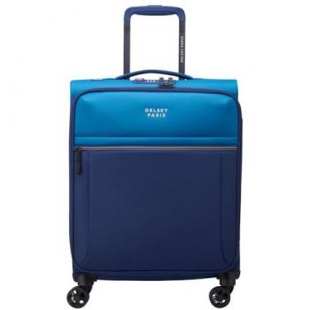 Maleta Delsey Paris Brochant 3.0 44L azul intenso, trolley cabina slim, 4 ruedas dobles, dimensiones de 55 cm