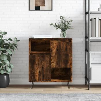 Aparador de madera contrachapada color roble ahumado 60x35x70 cm, mueble de almacenaje para salón, buffet, armario auxiliar y armario de almacenamiento