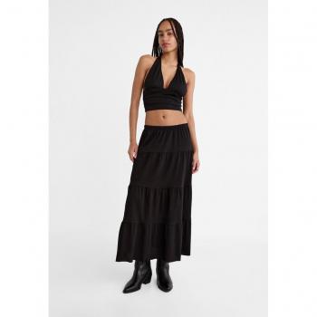 Stradivarius Long Black Boho Maxi Skirt XL