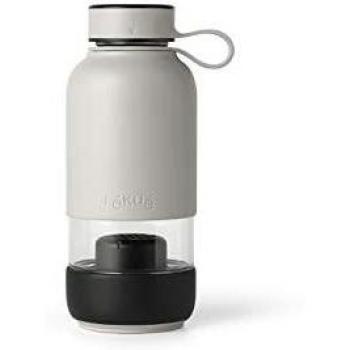 Lékué Botella Vidrio con Funda de Silicona y Filtro para Agua, Gris, 500 ml