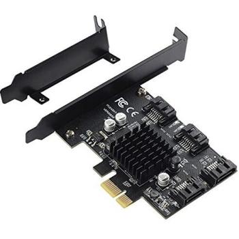 BEYIMEI Tarjeta SATA PCIe 1x de 4 Puertos, Tarjeta de Expansión del Controlador SATA 3.0 PCI Express, 6 Gbps sin Raid, Arranque como Disco Duro del Sistema, Soporte para HDD o SSD