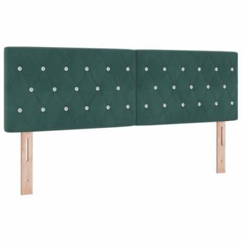 Cabecero LED con luces de tira LED Verde Oscuro 144 cm Terciopelo