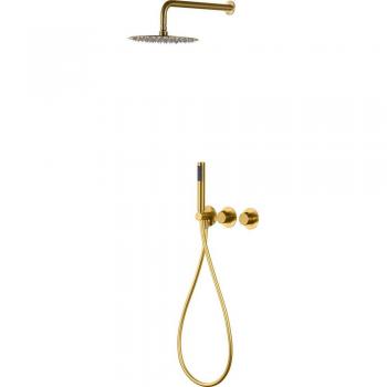Conjunto de ducha monomando empotrado Assen oro cepillado