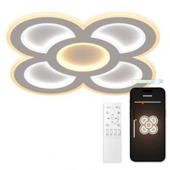 Ksix Barcelona Plafón SmartLED CCT 40cm 90W WiFi Blanco con Asistentes de Voz - Plafón LED regulable, control por voz, diseño moderno, luz blanca (7000 K), ideal para sala