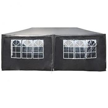 Carpa Jardín 3x6m Gris Impermeable con Protección UV y 6 Laterales Armazón Estable