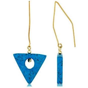Córdoba Jewels |Pendientes en plata de ley 925 bañada en oro con turquesa con diseño Triangle Turquesa Oro