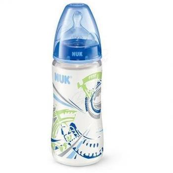 NUK First Choice+ Biberón de Polipropileno (PP) con Control de Temperatura, Tetina de Silicona Talla 1 M (para leche materna/formula), 0-6 Meses,