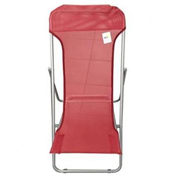 Tumbona de playa de acero y textilene roja 45x72x70 cm - Garden Friend